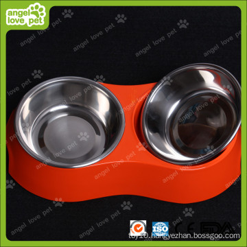 Red Melamine Double Bowl with Stainless Steel Bowl